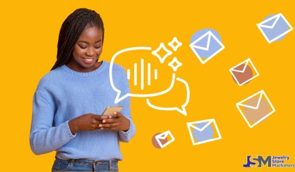 Woman using smartphone for email marketing messages