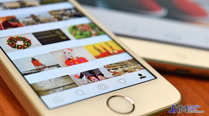 Social media photo gallery displayed on smartphone