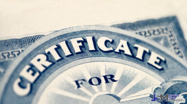 Close-up of a printed certificate document 