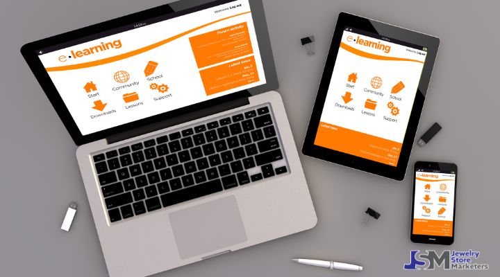 Online Marketing platform on laptop, tablet, and phone